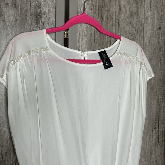 Maryley Dress White Mini Lace Trim Short Romantic Whimsy Made in Italy Size 12 - Picture 2 of 9